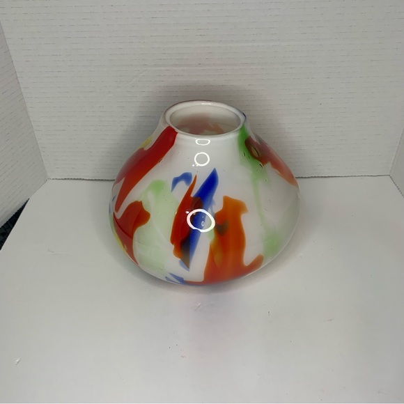 Colorful Art Glass Vase Hand Blown, Red, Blue, Green, Yellow, Home Decor - Picture 11 of 12